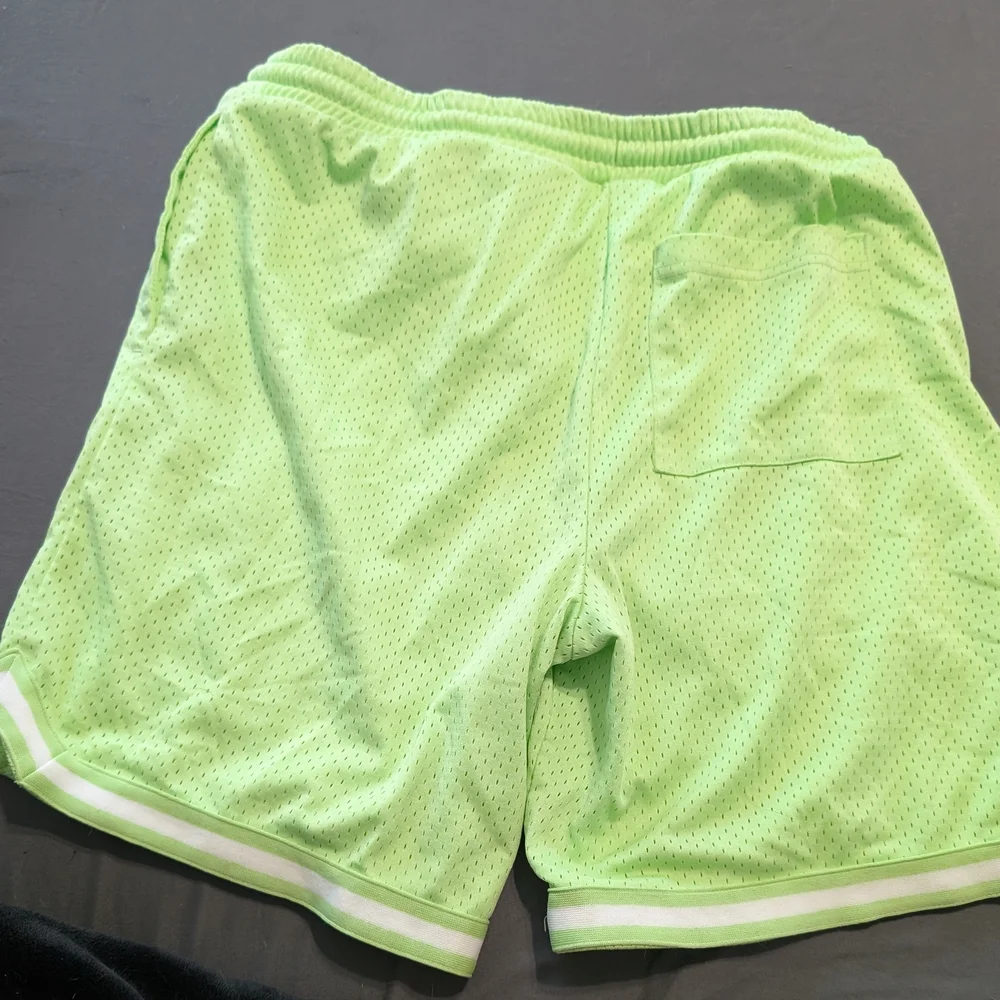 Men's Green Mesh Basketball Shorts - Picture 2 of 3